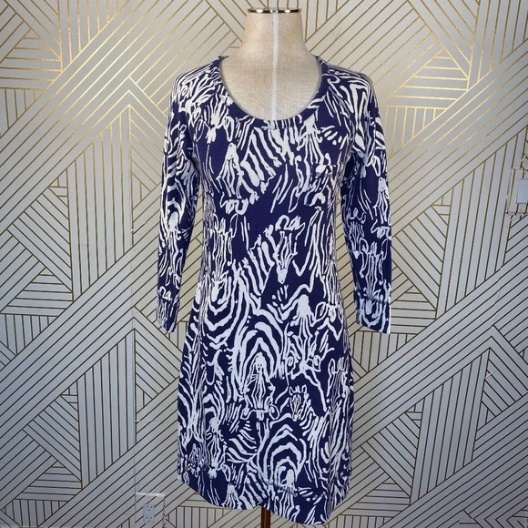 Lilly‎ Pulitzer Blue Entourage Zebra Preston Dress - Picture 1 of 8